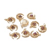 Brass Micro Pave Clear Cubic Zirconia Glass Pendants ZIRC-C024-06G-01-2