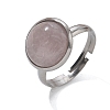 Half Round Natural Rose Quartz Finger Rings X-RJEW-M062-01P-17-2