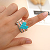 Adjustable Bohemian Style 304 Stainless Steel and Glass Seed Beads Cuff Rings FS-WG09053-01-2