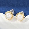 Brass Imitation Pearl Stud Earrings KK-D301-05G-5