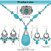 ANATTASOUL 2 Sets 2 Style Synthetic Turquoise Teardrop Lariat Necklace & Chandelier & Oval Beaded Stretch Bracelet SJEW-AN0001-02-2