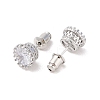 Rack Plating Brass Pave Single Cubic Zirconia Stud Earrings X-EJEW-I304-02P-02-2