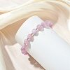 Natural Kunzite & Brass Beaded Stretch Bracelets for Women BJEW-JB14002-2