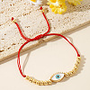 Bohemian Style Adjustable White Alloy Eyelash Eye & Brass Beads Braided Bracelets WF4664-3