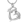 Stainless Steel Double Dolphin Pendant Urn Ashes Necklaces PW-WGEF16E-01-1