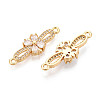 Brass Pave Clear Cubic Zirconia Links/Connector Charms KK-T077-66G-2