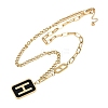 Ion Plating(IP) 304 Stainless Steel Black Enamel H Rectangle Pendant Twisted Chain Necklaces for Women NJEW-M078-01G-3