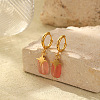 Retro Minimalist Natural Cherry Quartz Glass Stainless Steel Hoop Earrings PW8328-4-1