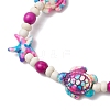 Starfish & Turtle Synthetic Turquoise Dyed Beads Stretch Bracelets for Women BJEW-JB11920-04-3