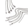 5Pcs 5 Style Heart & Bowknot & Cross Clear Cubic Zirconia Pendant Necklaces Set NJEW-JN04145-3