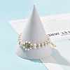 Glass & Shell Pearl Bead Bracele BJEW-TA00180-01-5