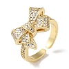 Bowknot Brass Micro Pave Clear Cubic Zirconia Open Cuff Rings for Women LS-RJEW-C098-13G-1