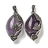 Natural Amethyst Horse Eye Pendants G-F766-01AS-04-1