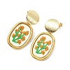 304 Stainless Steel & Cloth Embroidery Stud Dangle Earrings EJEW-JE07298-03-4