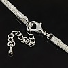Silver Tone Brass Net Chain Necklace Making for Rock Jewelry X-NJEW-D084-S-3