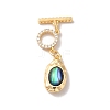 Real 18K Gold Plated Brass Micro Pave Clear Cubic Zirconia Toggle Clasps KK-M243-10G-01-1