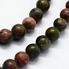 Natural Unakite Beads Strands G-I199-08-8mm-3