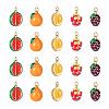 10Pcs 5 Style Fruit Theme Brass Enamel Pendants KK-LS0001-32-2