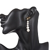 Shell Pearl Bowknot with Round Tassel Stud Earrings EJEW-JE06849-4
