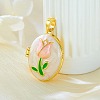 Brass Enamel Locket Pendants X-KK-F912-05C-G-1