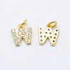 Brass Micro Pave Grade AAA Cubic Zirconia Charms ZIRC-P067-11G-W-NR-1