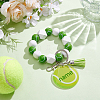 1Pc Printed Acrylic & Faux Suede Tassel Pendant & Wood Bead Keychains HJEW-SP0001-86A-4