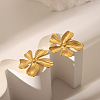 Striped Flower Stainless Steel Stud Earrings QE0802-2