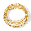 Bohemia Brass and Imitation Pearl Round Beaded Stretch Bracelet Sets TK0566-41-1