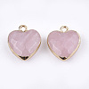 Electroplate Natural Rose Quartz Pendants X-G-T112-03H-2