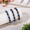 10MM Round Natural Tiger Eye & Obsidian & Evil Eye Bead Stretch Bracelets for Women Men BJEW-TA0001-19-5