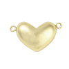 Rack Plating Brass Love Heart Connector Charms KK-C082-07G-1