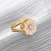 Brass Micro Pave Cubic Zirconia Rotating Finger Rings RJEW-S636-04G-2