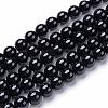 Natural Black Onyx Round Bead Strands G-T055-12mm-10-1