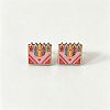 Back to School Printed Wood Stud Earrings for Women WGA6698-01-1