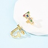 Brass Micro Pave Cubic Zirconia T-Shaped Stud Earrings EJEW-B153-07G-3