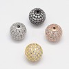 CZ Brass Micro Pave Cubic Zirconia Round Beads ZIRC-L017-05-1