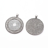 Tibetan Style Flat Round Alloy Big Pendant Cabochon Settings TIBEP-Q051-07AS-RS-2