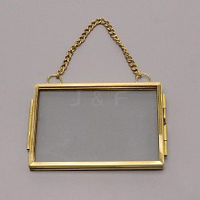 Brass Glass Hanging Photo Frame AJEW-WH0017-26G