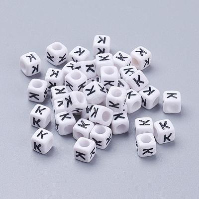 Acrylic Horizontal Hole Letter Beads PL37C9308-K-1