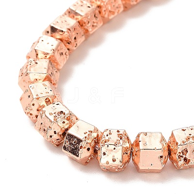 Electroplated Natural Lava Rock Beads Strands G-G984-05RG-1