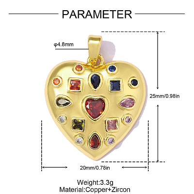 Brass Micro Pave Colorful Cubic Zirconia Pendants CU-OY001-90G-1