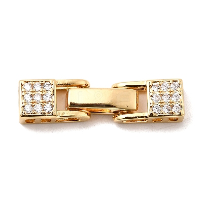 Brass Micro Pave Clear Cubic Zirconia Interlocking Clasps X-KK-C075-36G-1