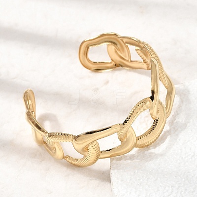 Boho 304 Stainless Steel Twisted Link Cuff Bangles SA-CBA1E89-01D-G-1