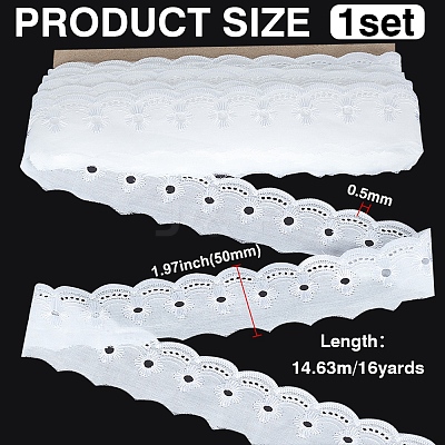 16 Yards Polyester Lace Trim Ribbon OCOR-WH0070-179A-1