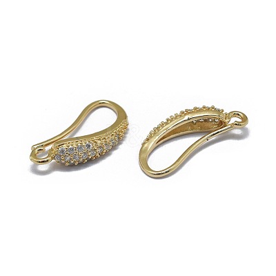 Brass Micro Pave Cubic Zirconia Earring Hooks ZIRC-L079-01G-1