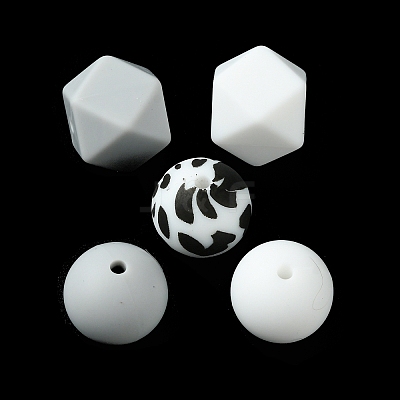 Round/Polygon Food Grade Silicone Focal Beads SIL-F003-06D-1