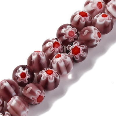 Handmade Millefiori Lampwork Beads Strands LAMP-G164-05O-1