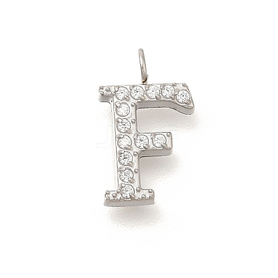 304 Stainless Steel Micro Pave Cubic Zirconia Pendants STAS-H228-06P-F-1