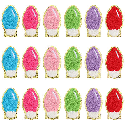 18Pcs 6 Colors Christmas Light Bulbs Polyester Embroidery Sew on Cloth Patches PATC-CA0001-35-1
