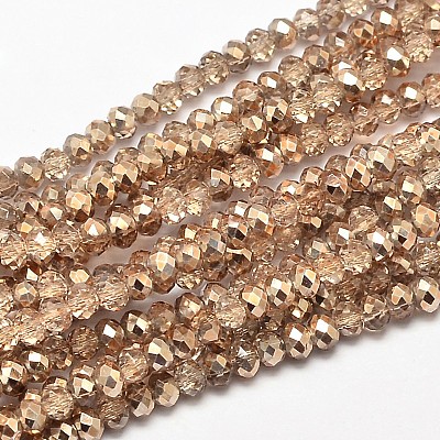 Faceted Rondelle Transparent Painted Glass Beads Strands X-DGLA-J001-C01-4mm-1